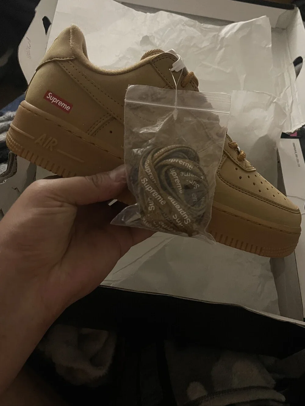 DAMAGED BOX New Size 7 Men's Nike Air Force One Low Wheat Supreme AF1